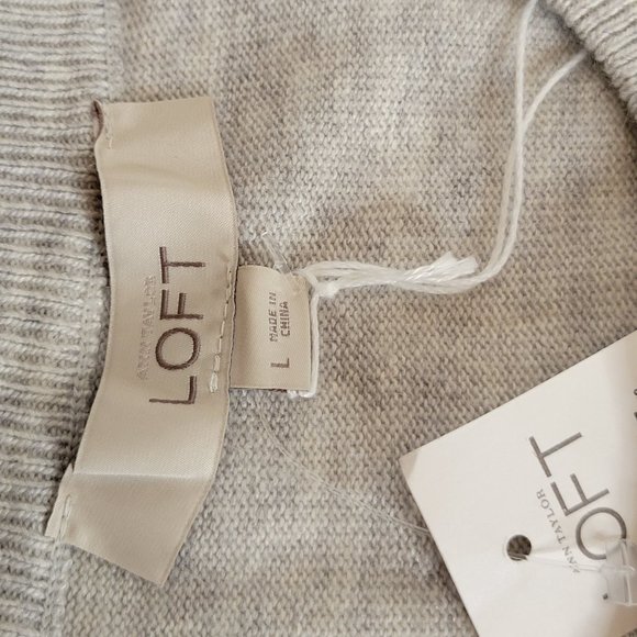 LOFT Women's Beaded Light Grey Long Sleeve Sweater Cardigan, Size L NWT - Picture 6 of 12